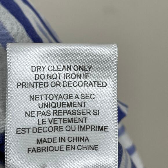 Equipment Small S Bright White Blue Silk Riley Endangered Tee Multi Tiger Stripe - Picture 9 of 10